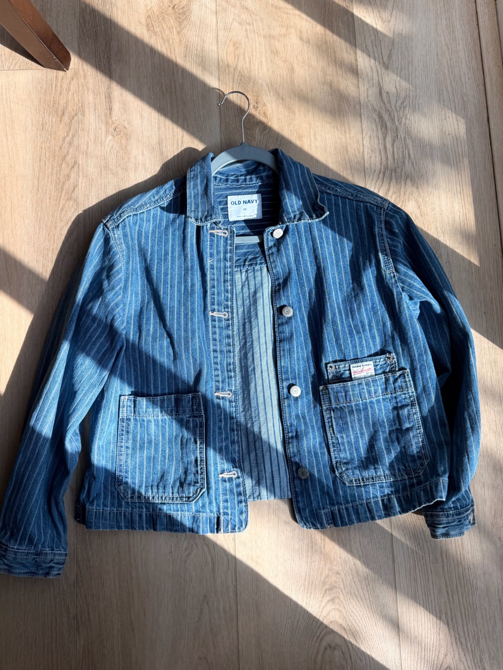Old Navy Blue Pinstripe Denim Jacket